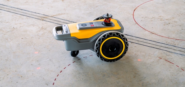 HP SitePrint marking the layout on a concrete slab