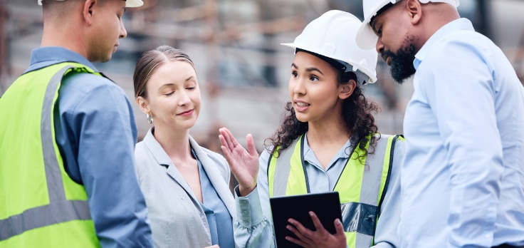 Lead ME explaining to use construction layout robots for mechanical engineering to coworkers