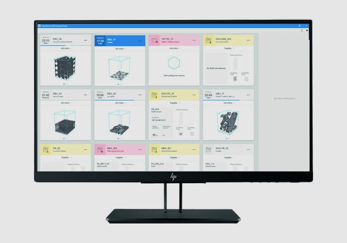 View of front facing monitor with HP 3D Command Center