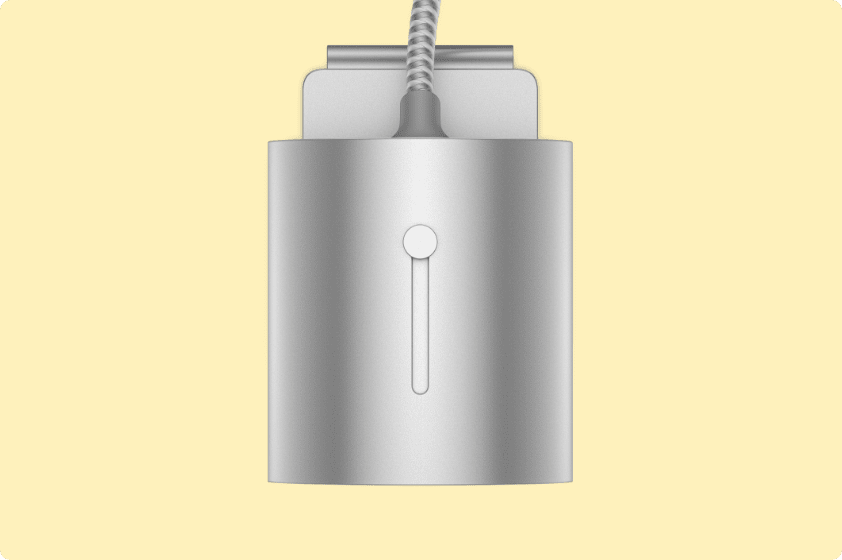 Top view of the HP 950 4K Webcam showing shutter location