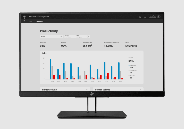View of front facing monitor with HP 3D Center