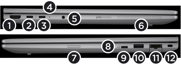 ZBook 8 G1i mobile workstation PC side views showing available ports.